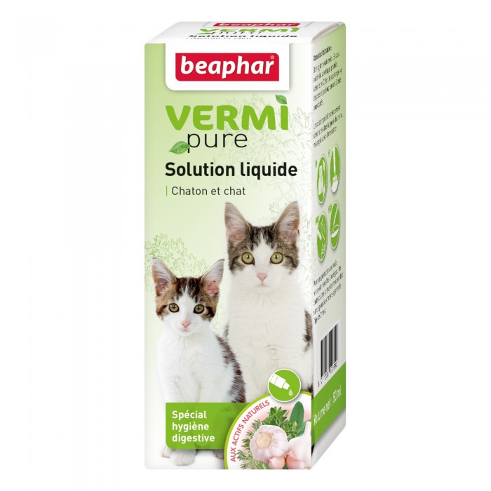 SOLUTION PURGE PLANTES 50ML VERMIPURE (ACTIF NATUREL) - CHAT BEAPHAR - Animalook Ile Réunion avec livraison 974