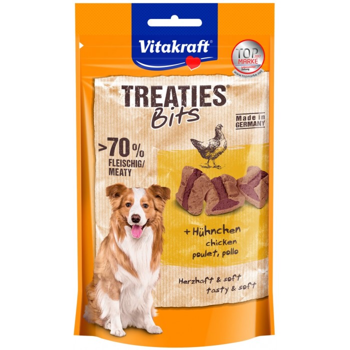 FRIANDISE TREATIES¬ BITS POULET BACON STYLE 120G - CHIEN VITAKRAFT - Animalook Ile Réunion avec livraison 974