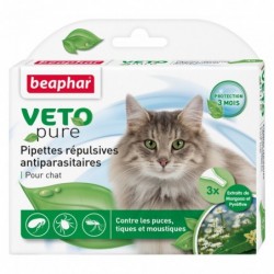 PIPETTE (x3) INSECTIFUGE VETOPURE (AGENT ACTIF NATUREL) - CHAT BEAPHAR - Animalook Ile Réunion avec livraison 974