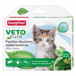 PIPETTE (x3) INSECTIFUGE CHATON VETOPURE (NATUREL) - CHAT BEAPHAR - Animalook Ile Réunion avec livraison 974