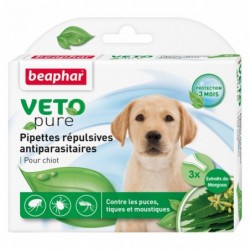 PIPETTE (x3) INSECTIFUGE CHIOT VETOPURE (NATUREL) - CHIEN BEAPHAR - Animalook Ile Réunion avec livraison 974