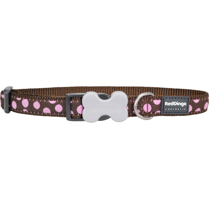 COLLIER LARGE PINK SPOT BROWN T.L (25mm) - CHIEN RED DINGO - Animalook Ile Réunion avec livraison 974