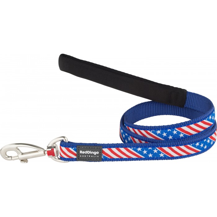 LAISSE LARGE US FLAG BLEU T.L (25mm) - CHIEN RED DINGO - Animalook Ile Réunion avec livraison 974