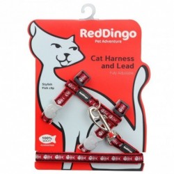 Les Harnais + LAISSE FISH BONE RED - CHAT RED DINGO - Animalook Ile Réunion avec livraison 974