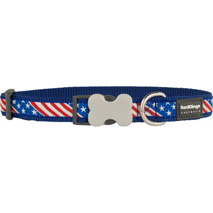 COLLIER LARGE US FLAG BLEU T.L (25mm) - CHIEN RED DINGO - Animalook Ile Réunion avec livraison 974