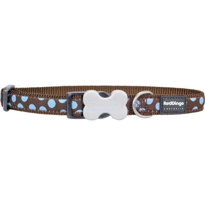 COLLIER SMALL BLUE SPOT BROWN T.S (12mm) - CHIEN RED DINGO - Animalook Ile Réunion avec livraison 974