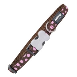 COLLIER SMALL PINK SPOT BROWN T.S (12mm) - CHIEN RED DINGO - Animalook Ile Réunion avec livraison 974