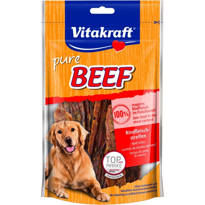 FRIANDISE BEEF MEAT STRIPES 80G - CHIEN VITAKRAFT de la catégorie : Le meilleur de ·Friandise pour chien· Animalook île Réunion