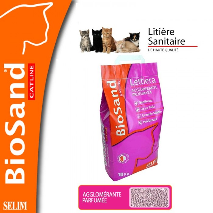 LITIÈRE AGGLOMÉRANTE PARFUMEE 5KG - CHAT BIOSAND - Animalook Ile Réunion avec livraison 974