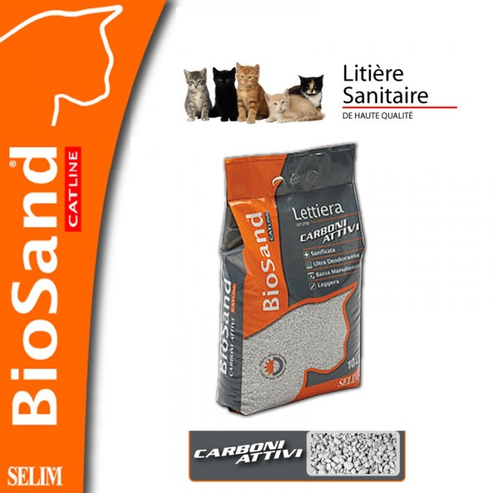 LITIÈRE ABSORBANTE CHARBON ACTIF 10L - CHAT BIOSAND - Animalook Ile Réunion avec livraison 974