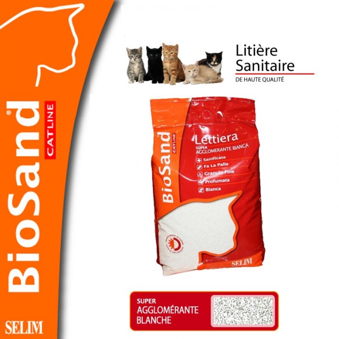 LITIÈRE SUPER AGGLOMÉRANTE BLANCHE 10L - CHAT BIOSAND - Animalook Ile Réunion avec livraison 974