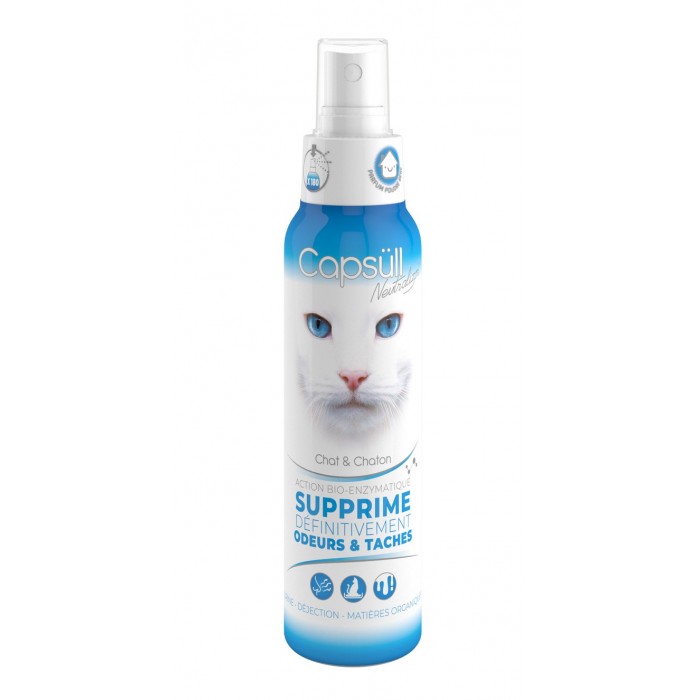 SPRAY URINAIRE 125ML NEUTRALIZOR - CHAT CAPSÜLL de la catégorie : Toilettage-Soin et Hygiène pour chat· Animalook île Réunion