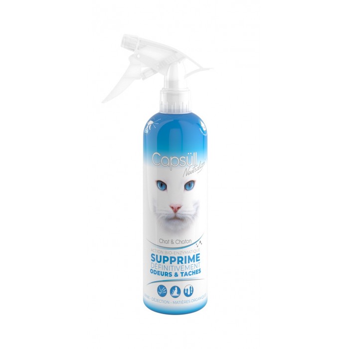 SPRAY URINAIRE 500ML NEUTRALIZOR - CHAT CAPSÜLL de la catégorie : Toilettage-Soin et Hygiène pour chat· Animalook île Réunion