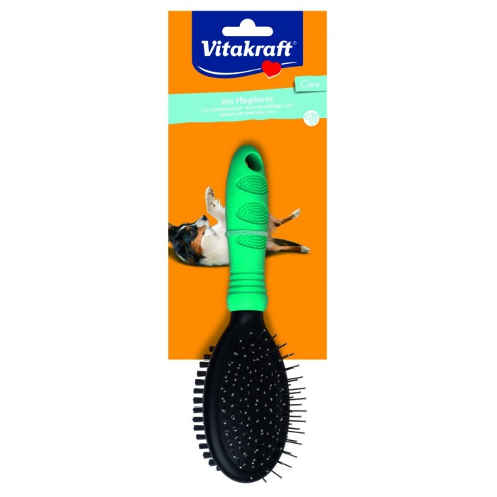 BROSSE PLASTIC DOUBLE - CHIEN VITAKRAFT de la catégorie : Toilettage - Soin et Hygiène pour chien· Animalook île Réunion