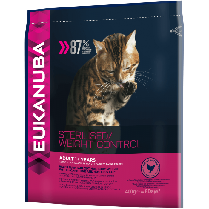 ADULTE STÉRILISÉ-SURPOIDS 400G CROQUETTE SPECIFIQUE - CHAT EUKANUBA - Animalook Ile Réunion avec livraison 974