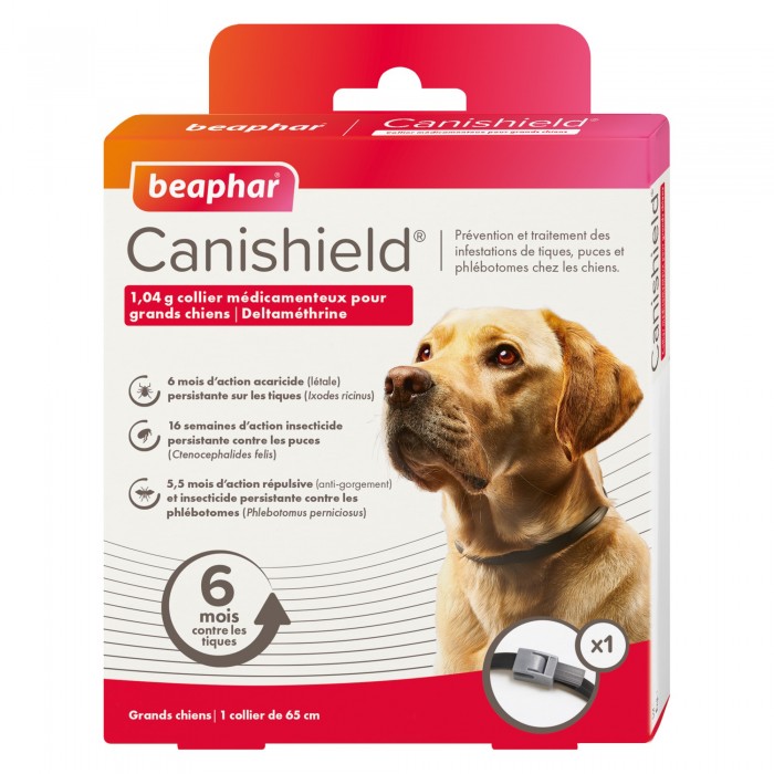 COLLIER ANTIPARASITAIRE CURATIVE T.L/XL CANISHIELD - CHIEN BEAPHAR - Animalook Ile Réunion avec livraison 974