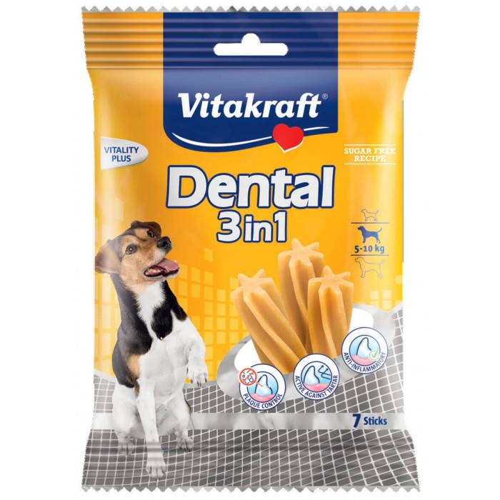 FRIANDISE (x7) DENTAL 3IN1 SMALL 120G - CHIEN VITAKRAFT - Animalook Ile Réunion avec livraison 974