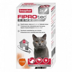 PIPETTE (x3) FIPROTEC COMBO - CHAT BEAPHAR de la catégorie : Le meilleur de ·Antiparasitaire pour chat· Animalook île Réunion