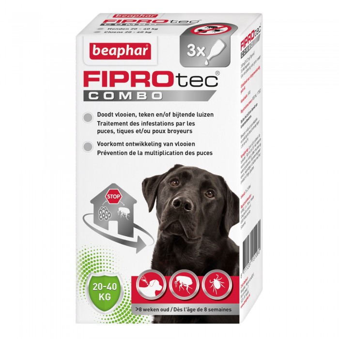 PIPETTE (x3) T.L FIPROTEC COMBO - CHIEN BEAPHAR - Animalook Ile Réunion avec livraison 974