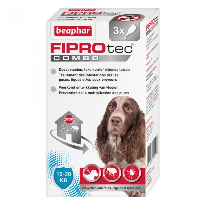 PIPETTE (x3) T.M FIPROTEC COMBO - CHIEN BEAPHAR - Animalook Ile Réunion avec livraison 974