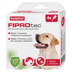 PIPETTE (x4) T.L FIPROTEC - CHIEN BEAPHAR de la catégorie : Le meilleur de ·Antiparasitaire pour chien· Animalook île Réunion