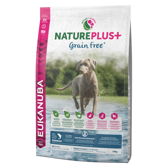 CHIOT TOUTES RACES SAUMON 10KG NATUR+ (SANS CÉRÉALES) - CHIEN EUKANUBA - Animalook Ile Réunion avec livraison 974